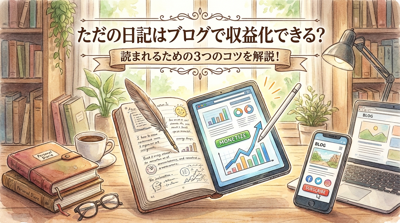 ただの日記はブログで収益化できる？読まれるための3つのコツを解説！